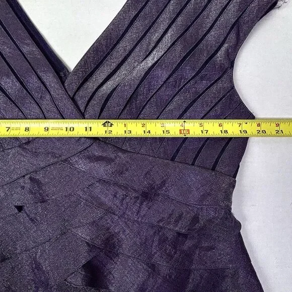 Adrianna Papell Tiered Mermaid Ruffle Dress Womens 14 Purple Sleeveless Bodycon - Picture 4 of 12